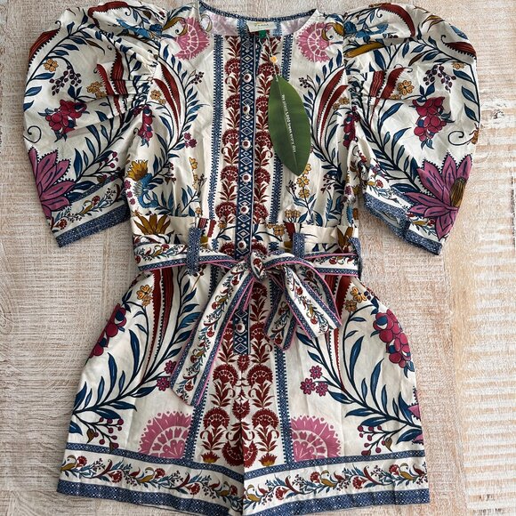Farm Rio Romantic Lightness Multicolor Floral Romper Size Small NWT - Picture 5 of 14